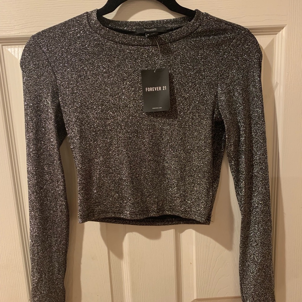 Sparkly Long Sleeve Crop Top
